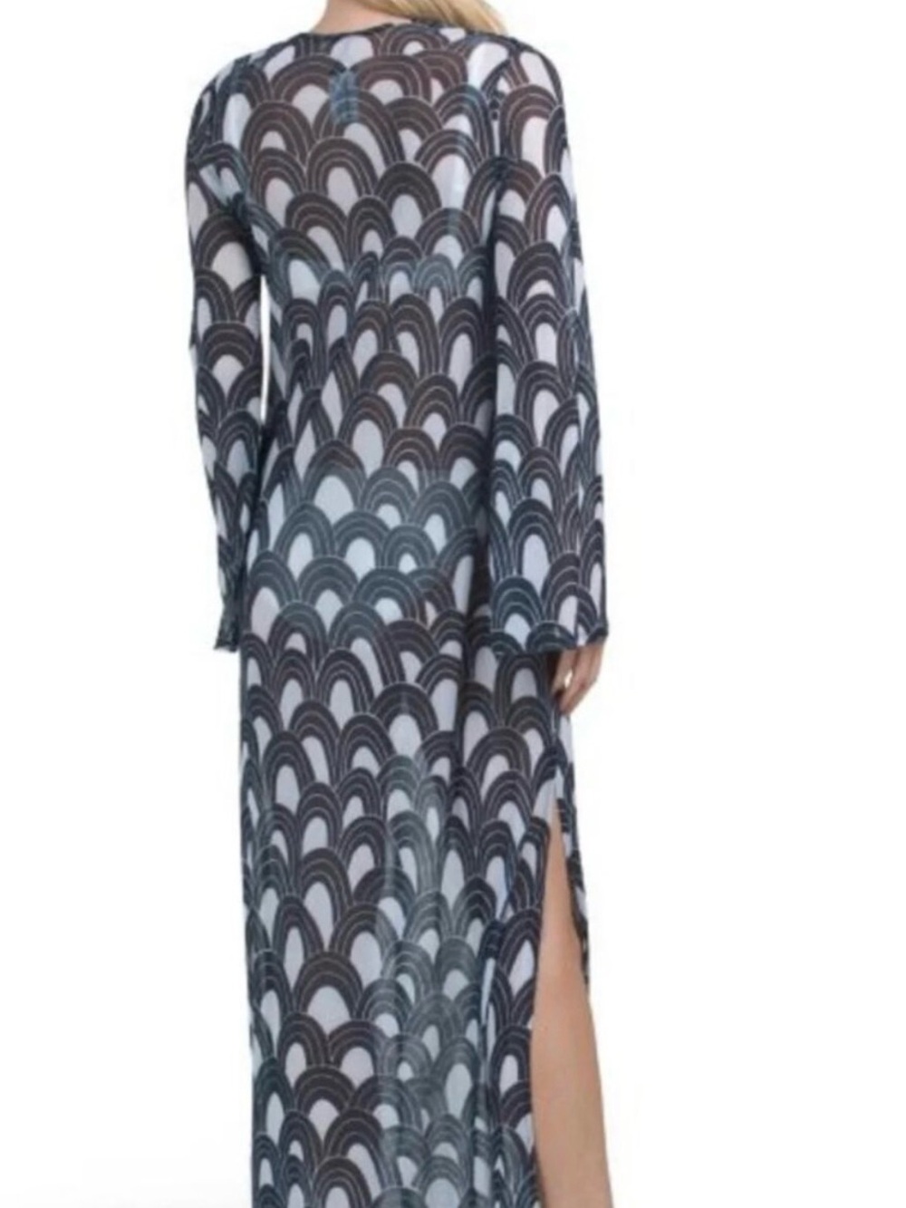 Trina Turk Navy & White Arch-Print Sheer Maxi Cover-Up - Picture 3 of 9